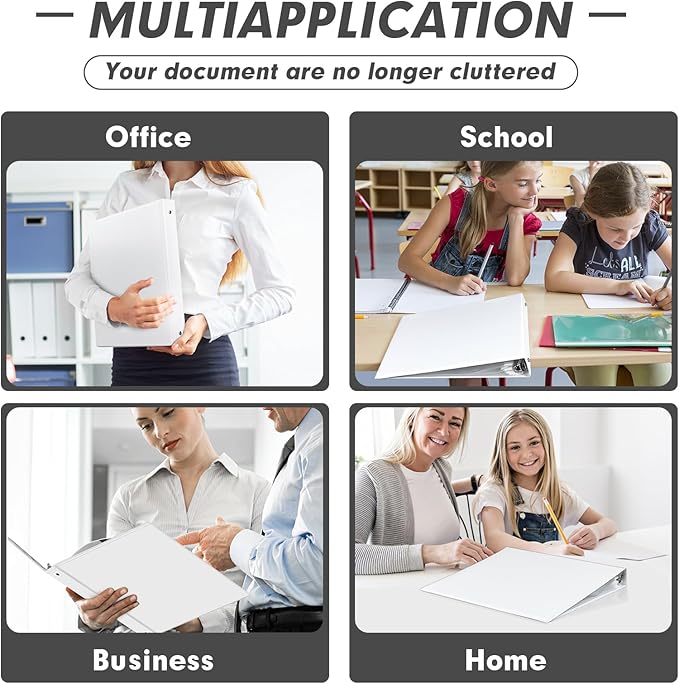 3 Ring Binder 0.5 Inch, PANDRI 12 Pack 0.5-Inch Binder Fits Letter Size 8.5'' x 11'' Paper, Versatile Binders for Office Home School, 2 Pockets, White