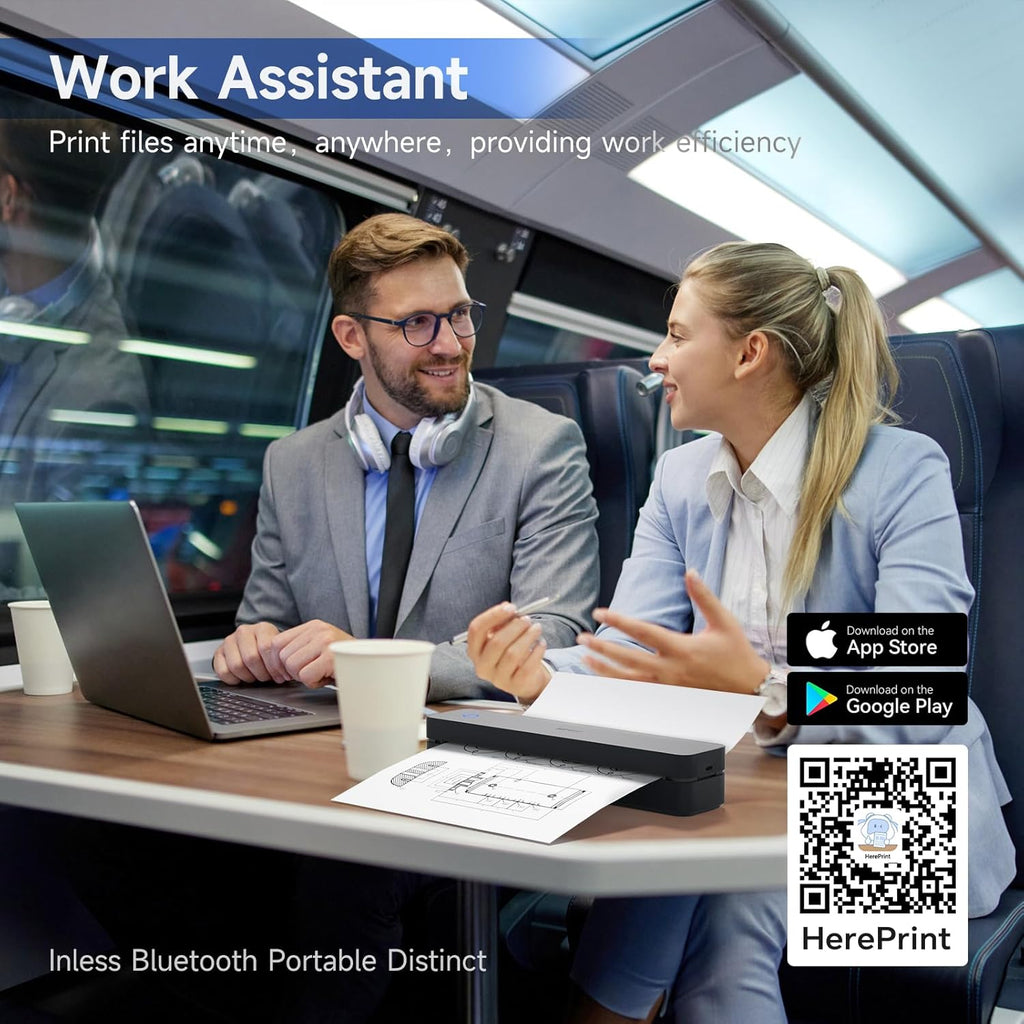 iDPRT Portable Printer Wireless for Travel - 203DPI Bluetooth Mobile Printer Support for 8.5"x11" US Letter, Inkless Compatible with iOS, Android, Laptop for Office, Car and Home, School