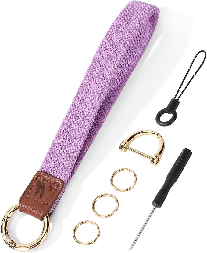 Wristlet Keychain for Women Stretchy Wrist Keychain Lanyard for Phone Case Wallet Id Card Badges (Light Purple)
