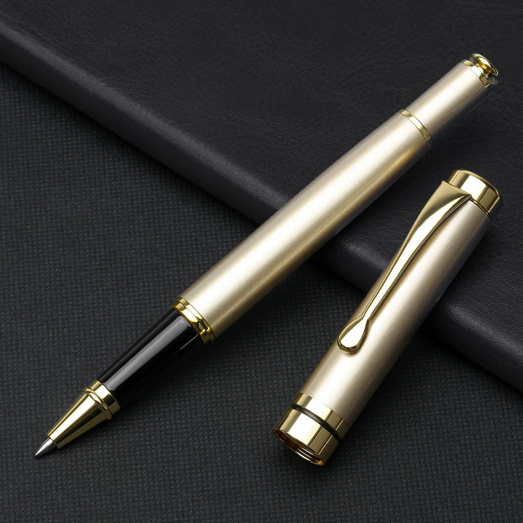 YIVONKA Luxury Ballpoint Pens Best Ball Pen Gift Set for Men & Women Professional Executive Office Nice BallPens Classy Gift Box Ballpoint Black Refill Line width 0.5mm (2 gold)