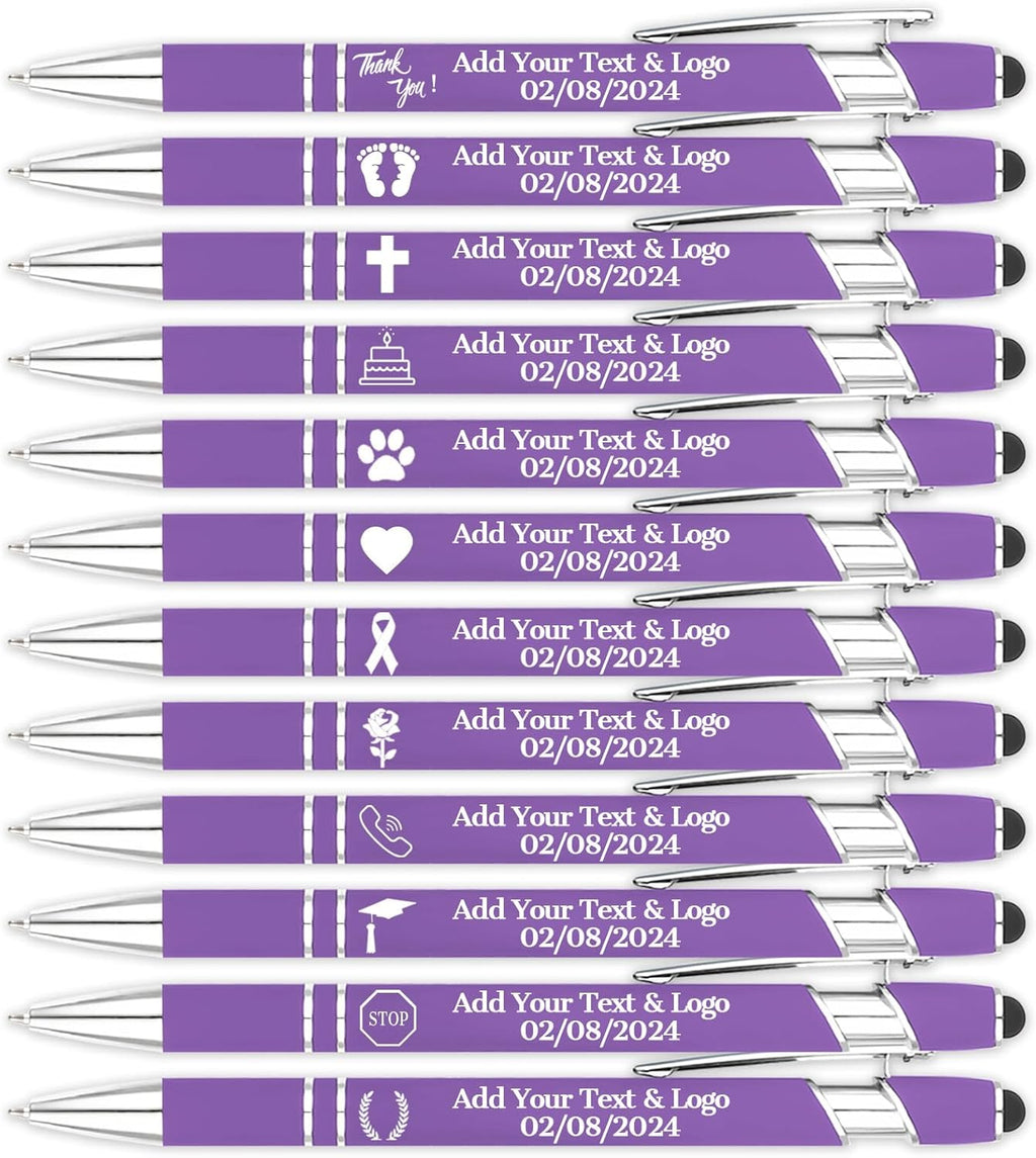 Personalized Pens with Name Logo or Message, Up to 1200 pcs Bulk Custom Metal Ballpoint Pen with Black Ink Customized Gift for Business, Graduation and Promotions(Purple)