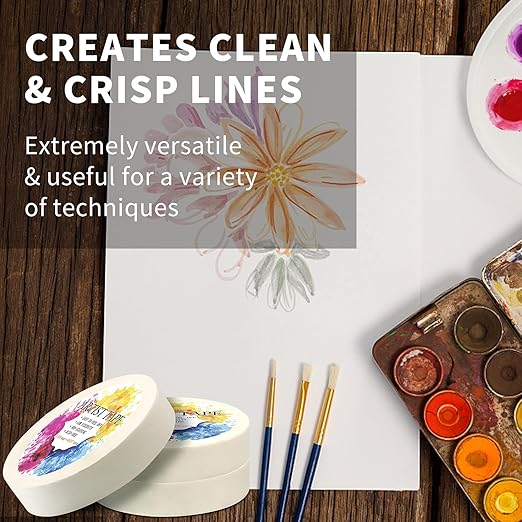 3 Packs White Artist Tape for Watercolor Paper Drafting Art Low Tack Masking Tape Acid Free Painter Watercolor Tape for Painting Canvas Framing, 0.8inch Wide 495FT Long Total