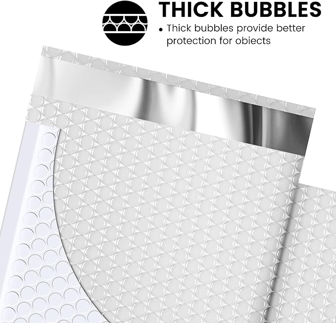 Fuxury Bubble Mailer, 6x10 Inch Bubble Mailers 50 Pack, Self-Seal Adhesive Padded Envelopes, Water Resistant Mailers, Shipping Envelopes for Packaging, Small Business, Mailing,Bulk White#0