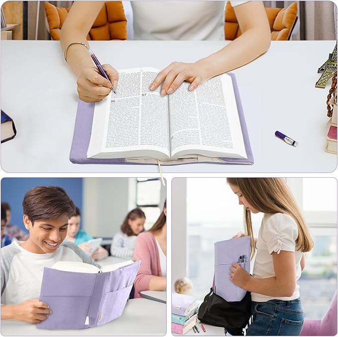 Canvas Book Covers, Washable Book Protector, Book Cover for Paperback Novels, Adjustable Book Cover for Hardcover with Pockets for Pen, Soft Cover Books, Book Lovers Gifts