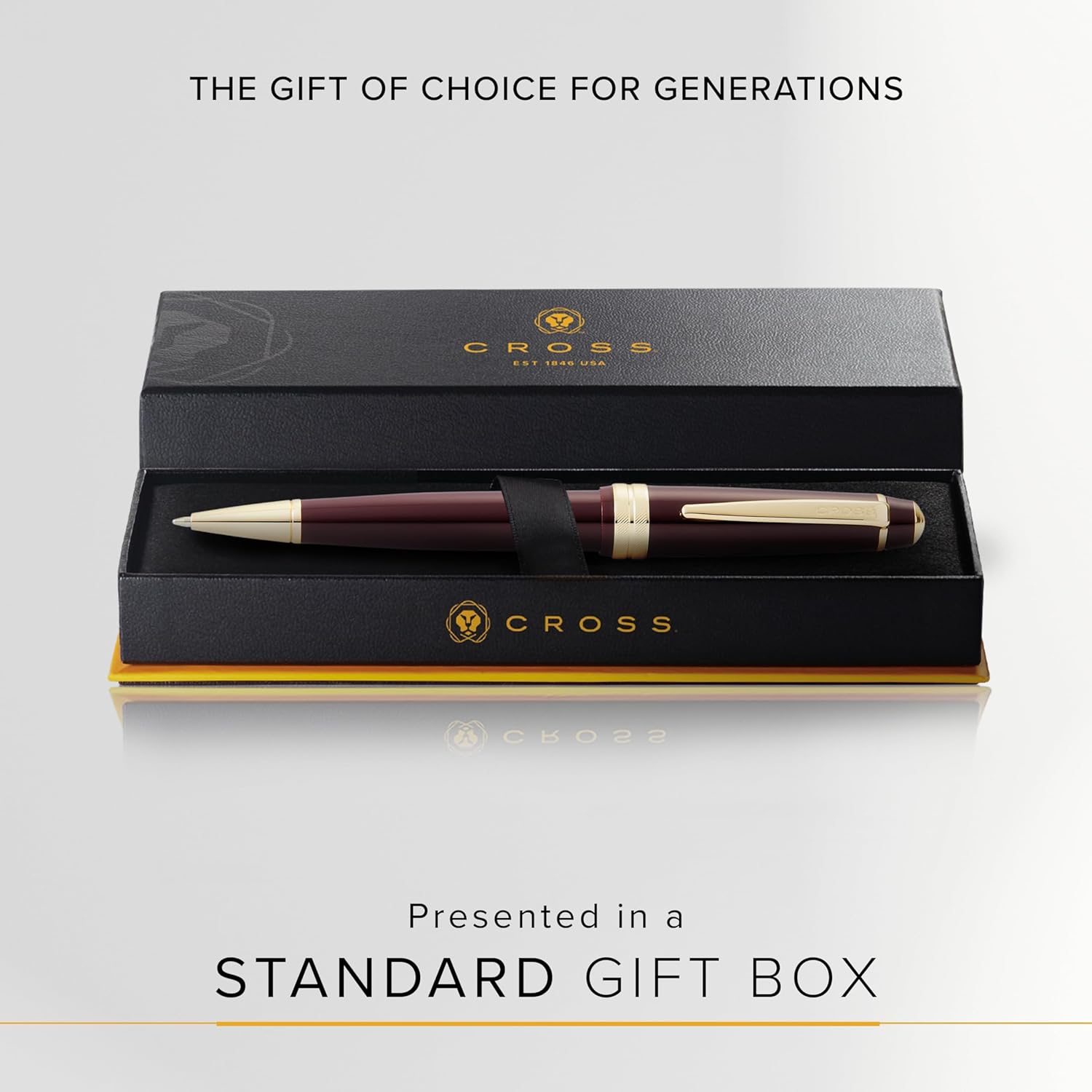 Cross Bailey Light Refillable Ballpoint Pen Presented in a Everyday Gift Box - Medium Point, Black Ink, Polished Burgundy