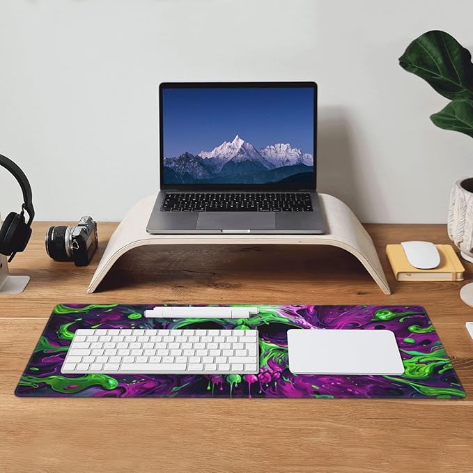 Gaming Mouse Pad Desk Pad,Extended Big Mouse Pad,31.5x11.8 Inch Long Computer Keyboard Mouse Mat Mousepad with 3mm Non-Slip Base and Stitched Edge for Gaming and Office… (Watercolor Skull 2)