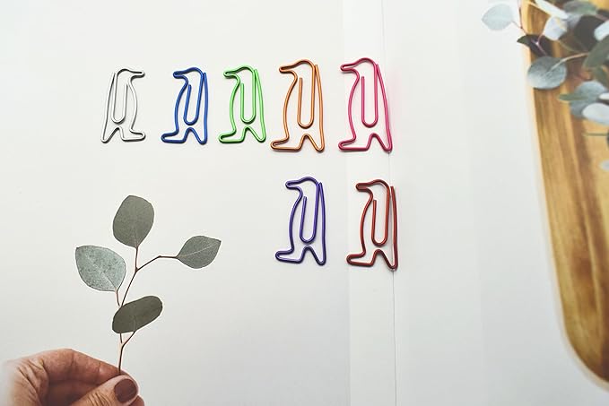 60 pcs Cute Paper Clips, Penguin Shaped Paper Clips Bookmarks, Penguin Gifts for Women Kids Coworkers Teachers