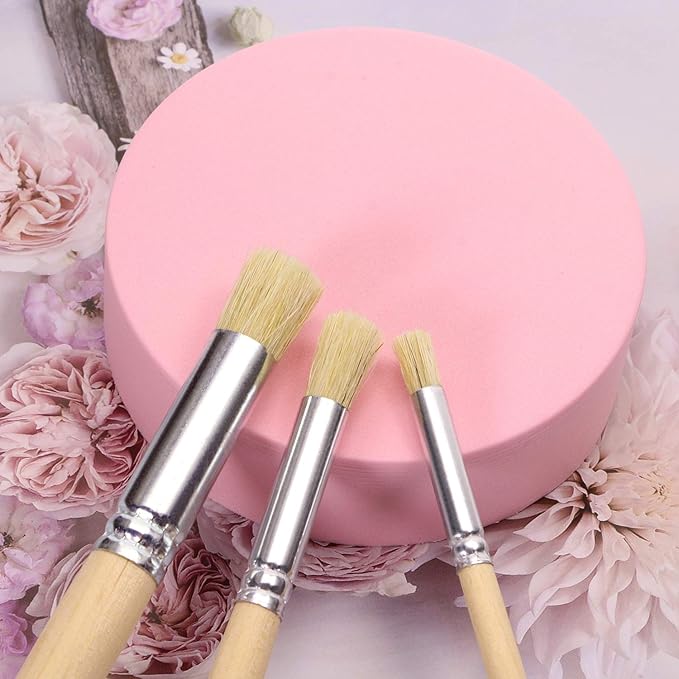 PENTA ANGEL Wooden Stencil Brush Natural Wood Bristle Template Art Paint Brushes for Acrylic Oil Watercolor Painting on Wood Wall Paper and Crafts Project DIY (6)