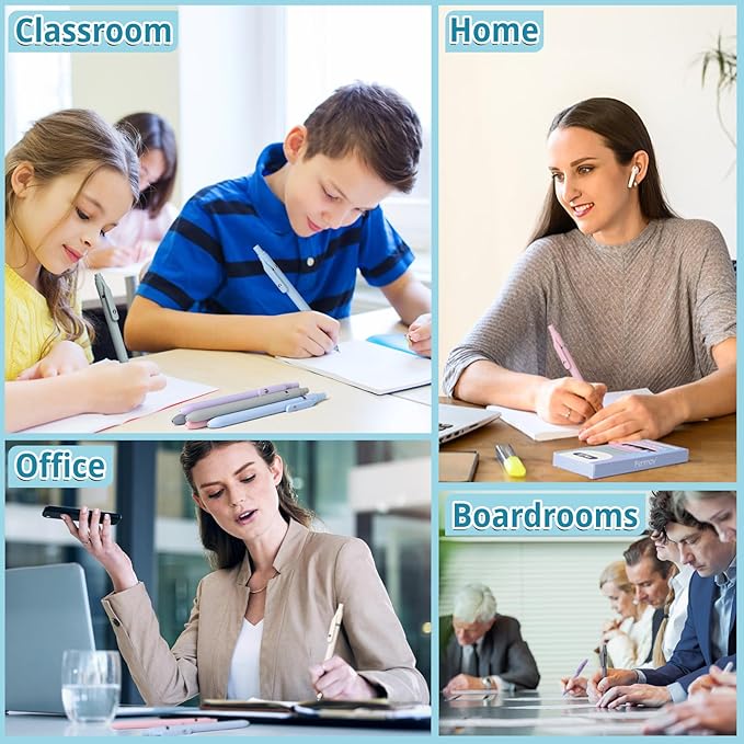 Gel Pens, 6 Pcs Smooth Writing Pens No Bleed & Smear, Black Ink Cute Pens Fine Point (0.5mm), Retractable Aesthetic Pens School Office Supplies for Women & Men