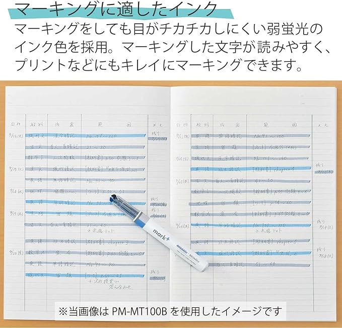 KOKUYO 2-Tone Vivid Highlighter 5 Colors Set. Mark+ Two Colors Dual Tips Markers, Quick Dry Similar Shades Tip 5 Pack of Gold, Gray, Light Green, Navy, Red. Japan Import (PM-MT100-5S2).