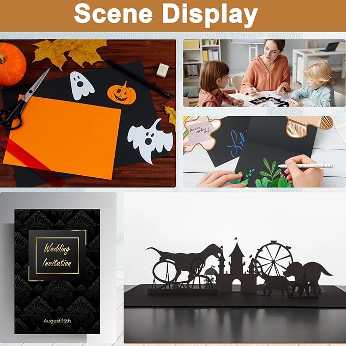 40 Sheets Black Cardstock 8.5 x 11 Scrapbooking Cards, 200gsm/75lb Thick Black Construction Paper Card Stock for DIY Card Making, Greeting Cards, School Crafting, Wedding Invitations, Menus