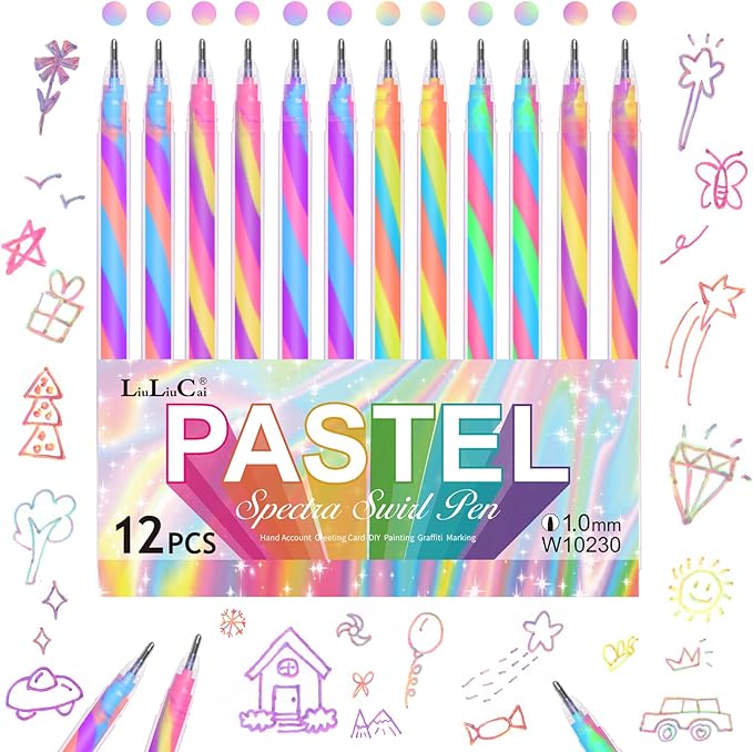 12 Pack Mixing of 3 Colors Rainbow Gel Pens Color Changing Ballpoint Pen Pastel Pens Set for Adults Coloring Books Drawing Doodling Scrapbooking Notes
