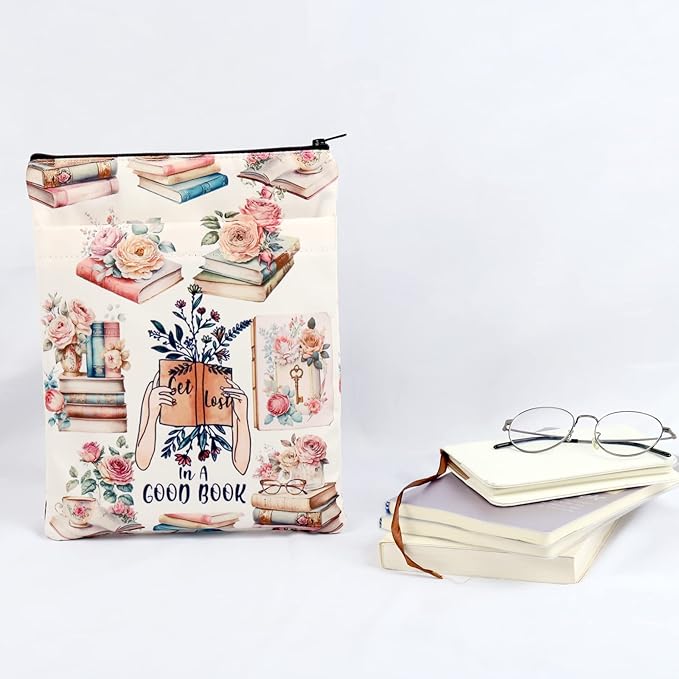 BWWKTOP Book Lover Book Sleeve With Pocket Book Berd Gifts Bookmark Sleeve Get Lost In A Good Book Book Covers Bookish Gift Book Protector (A Good Book)