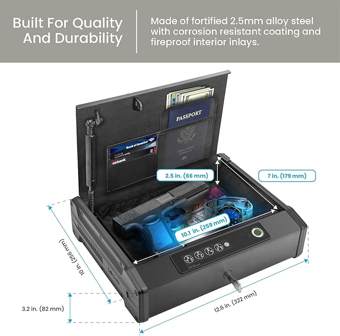 Lockly Smart Safe – Biometric Gun Safe for Handgun, Pistol Safe Fingerprint, PIN Genie® Keypad, App Control & Instant Alerts for enhanced Home and Business Security