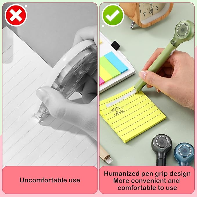 Gersoniel 10 Pack Correction Tape Pen Correctional Ink Tape Push Pull Protective, Easy to Use Applicator for School Office Supplies, 0.2 x 236 Inch(Natural Color)