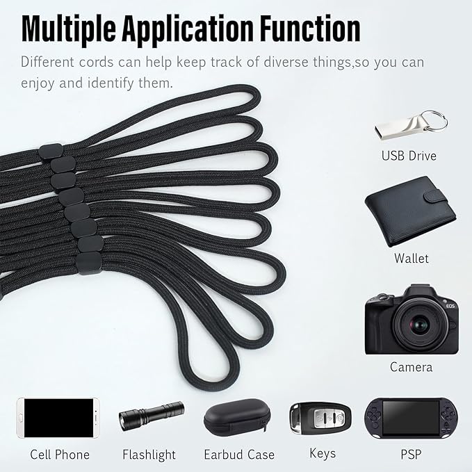 Wrist Strap Lanyard, 24 Pack Adjustable Wristlet Phone Lanyards for Keys, Cell Phone, Camera, USB Flash Drives, Flashlight, Keychain, ID Name Tag Badge(Black)