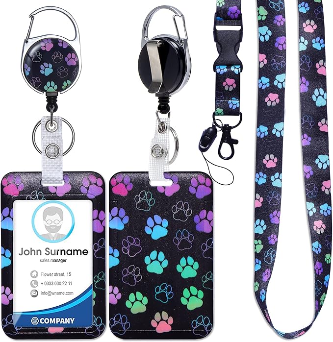 Cute ID Badge Holder with Lanyard Retractable Badge Reel Clip Funny Lanyards for ID Badges Name Tags Keychain for Office Teacher Doctor Student Women Men Nurse Accessories for Work