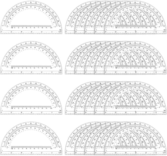 Zonon 50 Pieces Plastic Protractors Bulk Classroom Clear Math Protractors 180 Degrees 6 Inch Protractors for Geometry Student, Angle Measurement, Students Back to School Supplies Office Supplies