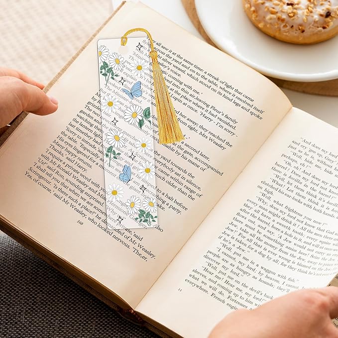 AFRITEE UV DTF Bookmark Stickers - 24 Pcs Flowers Theme Sunflower Uvdtf Decals Stickers for Acrylic Blank Bookmark, Butterfly Rub on Transfer Wraps for Book Lover DIY Blank Bookmarks(Only Stickers)