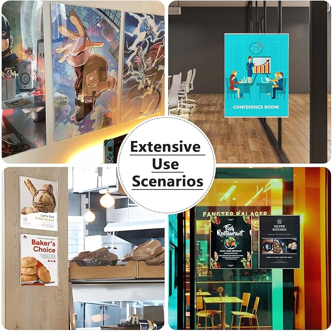 MaxGear Acrylic Sign Holder 8.5 x 11 inch 6 Pack, Wall Mount Sign Holder with Double-Sided Tape, Clear Plastic Sign Holders, Document Flyer Acrylic Picture Frame for Office, Home, Store