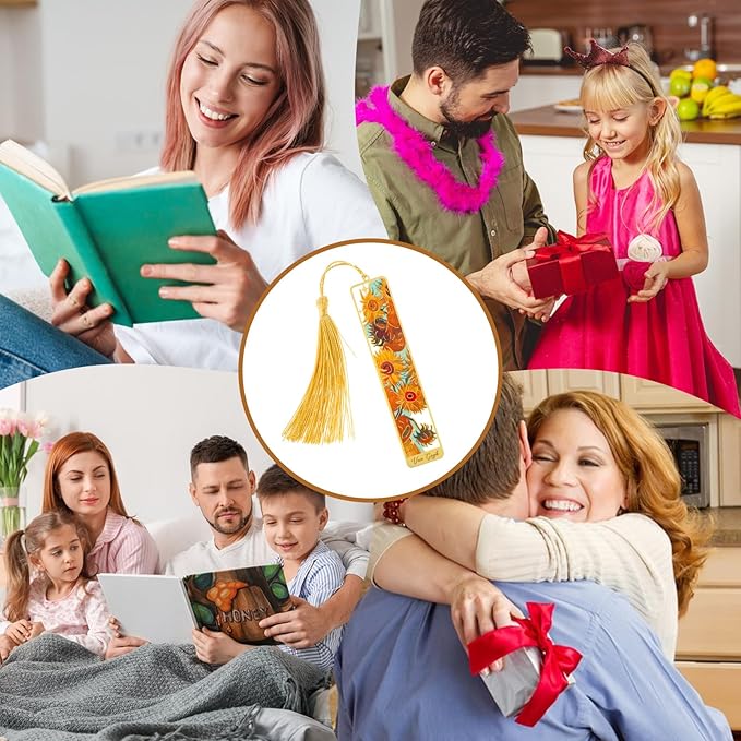 Sibba Book Marks for Book, 4Pcs Hollow Flower Metal Bookmarks with Tassels, Durable Retro Handmade Bookmarks for Women Kids Students Teachers and Book Lovers, Pretty&Increase Reading Interest