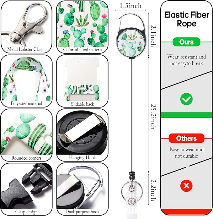 Cute ID Badge Holder with Lanyard Retractable Badge Reel Clip Funny Lanyards for ID Badges Name Tags Retractable Keychain for Office Teacher Doctor Student Women Men Nurse Accessories for Work