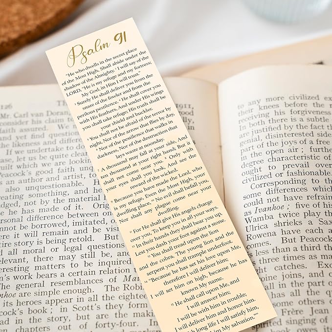 Bible Verse Psalm 91 Christian Bookmarks, Christian Bookmark, Page Marker Divider, Christian Gifts for Men Woman Father Mother Faith Hope Encouragement (Pack of 8)