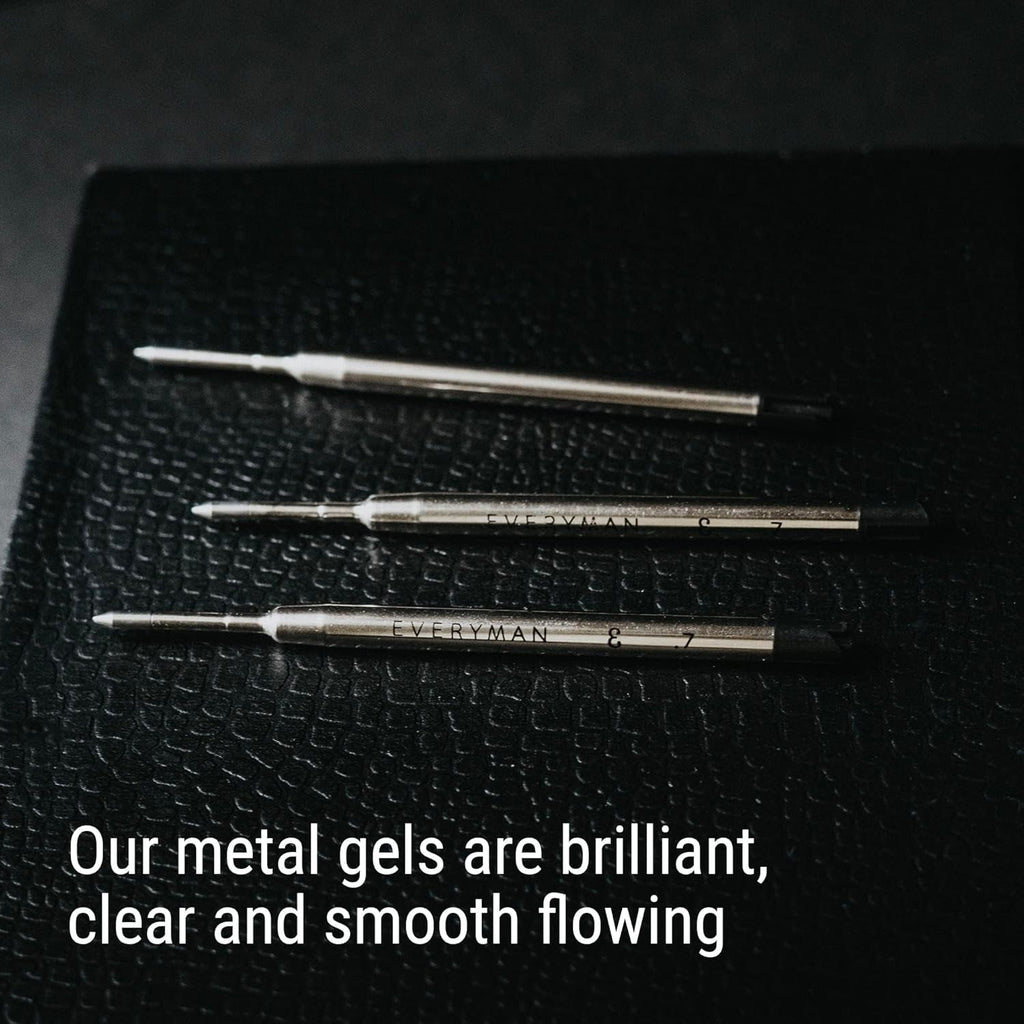 Everyman Taipan Orange Grafton Pen & Ink Bundle, Premium EDC Luxury Writing Utensil with Extra 3-pack of Black Gel Refills (.7mm), Pen with Pocket Clip, Luxury Metal Writing, Gift for Office