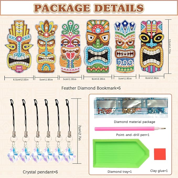 pigpigboss Diamond Painting Bookmark 6 PCS PVC Cute Animal Face Bookmark Diamond Painting Dots Art Owl Diamond Painting Bookmark for Adult Kids Book Decor Gift