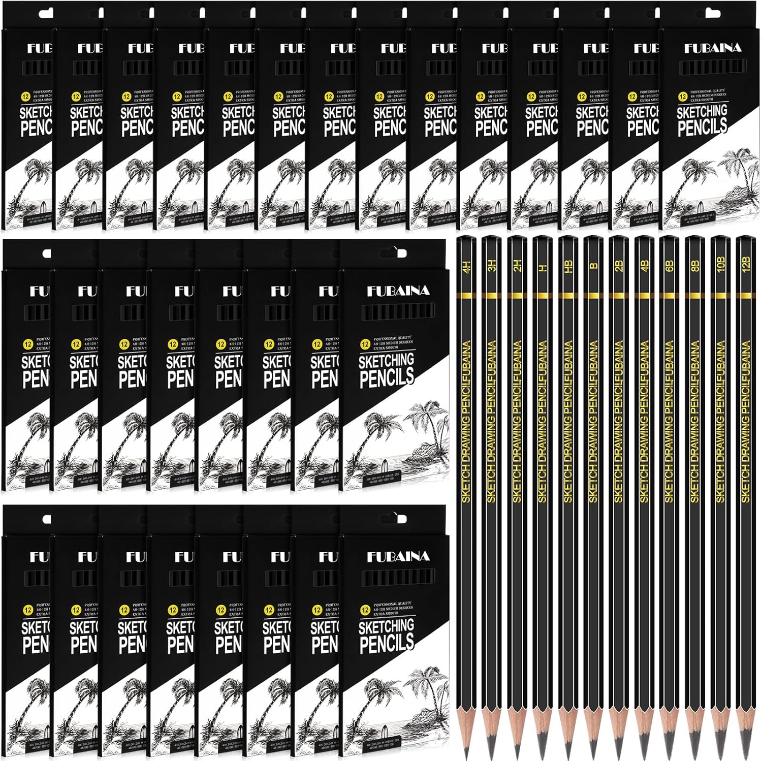 360 Pcs Drawing Sketching Pencil Set Professional (12b - 4h) Graphite Charcoal Gift Bulk for Artists Beginners, Pro Artists, Drawing Art, Sketching