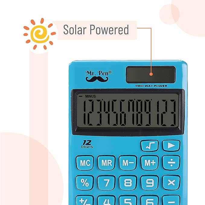 Mr. Pen- Standard Function Calculator, 12 Digits, Small Calculator, Solar Calculator, Pocket Calculator, Simple Calculator, Basic Office Calculators, Solar Handheld Calculator, Standard Calculator