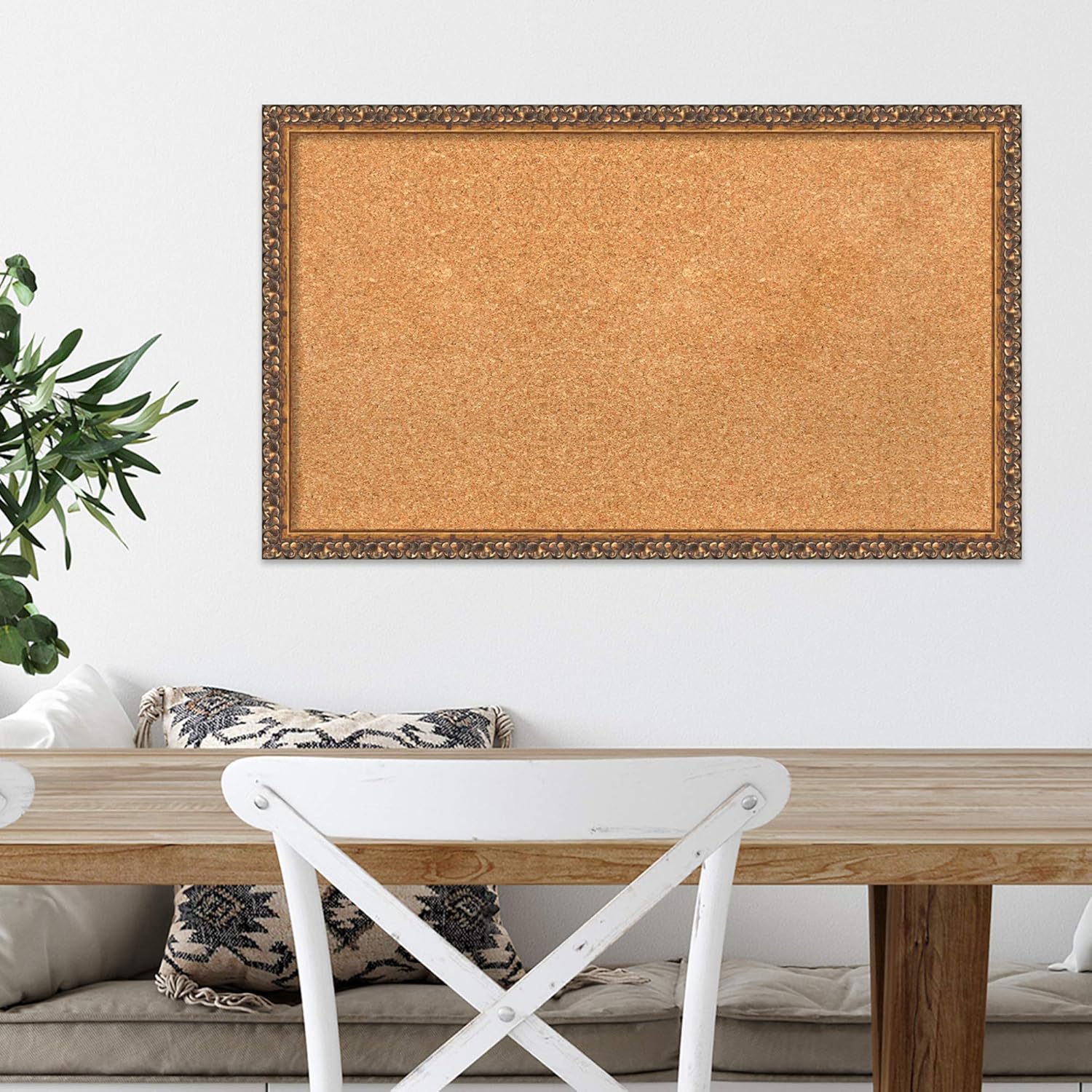 Amanti Art Natural Cork Board for Wall, 18x30 Vision Board with Bronze Frame, Medium Corkboard Office Decor for Home Organization, Traditional Corkboard Pinboard to Display Items for Home