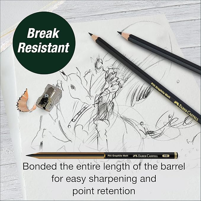 Faber-Castell 3 Count Pitt Graphite Matte Tin - HB, 2B, 4B - Matte Black Graphite Pencils