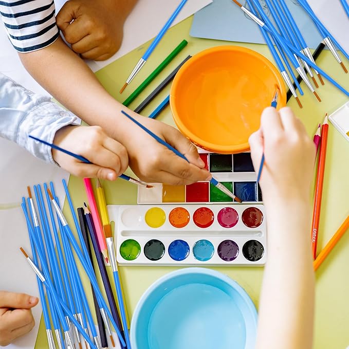 Small Paint Brushes for Crafts, 100 Pcs Art Painting Brushes Round Paint Brushes Set for Acrylic Painting, Mini Paint Brush for Kids Adults Oil Watercolor Rock Painting Body Face Nail Art