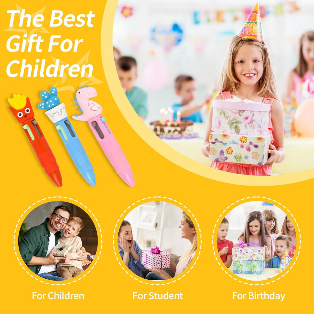 LiYiQ 25 PCS Multicolor Pen in One Fun 4-in-1 Cute Pens Bulk Kawaii Cool Ballpoint Pens for Kids Fun Gifts