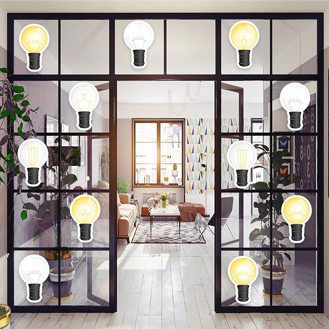Outus 45 Pcs Back to School Light Bulb Cutouts Bulletin Board Decorations Bright Industrial Chic Light Bulb Cutouts with Glue Point for Classroom Bedroom Festive Event Holiday Party Decorations
