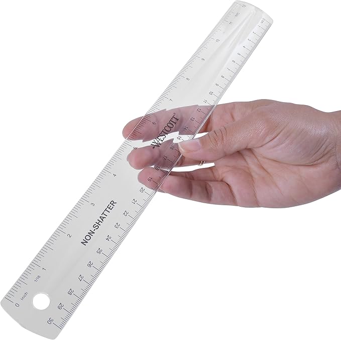 Westcott 13862 Flexible, Shatterproof Clear Ruler, 12 in