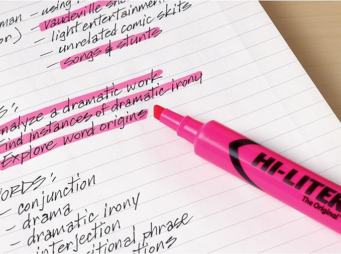 Avery 24010 Hi-Liter Desk Highlighter, Chisel Tip, Fluorescent Pink, 12-Each/DZ