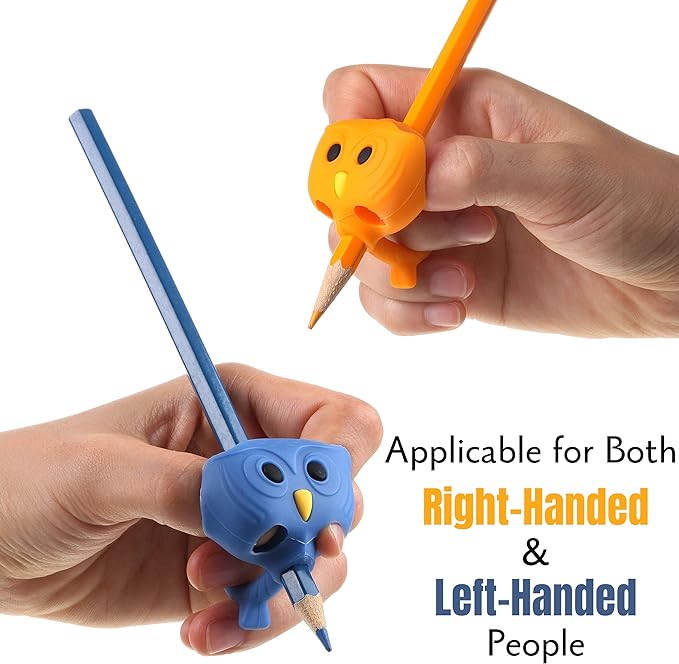 Mr. Pen Owl Pencil Grips, 6 pcs, Silicone Gel, Cute, Fits Pencils, Pens, Crayons