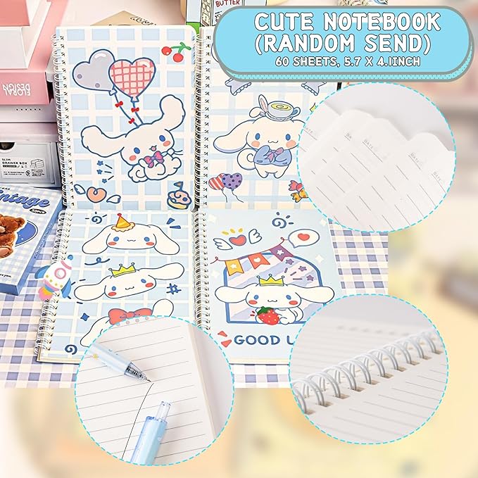 Cute School Supplies Anime Stationery Gift Set Includs Gel Pens, Journal Notebook, 50 Stickers, Pencil Case, Kawaii Stationery Set, Back to School Gift(Blue)