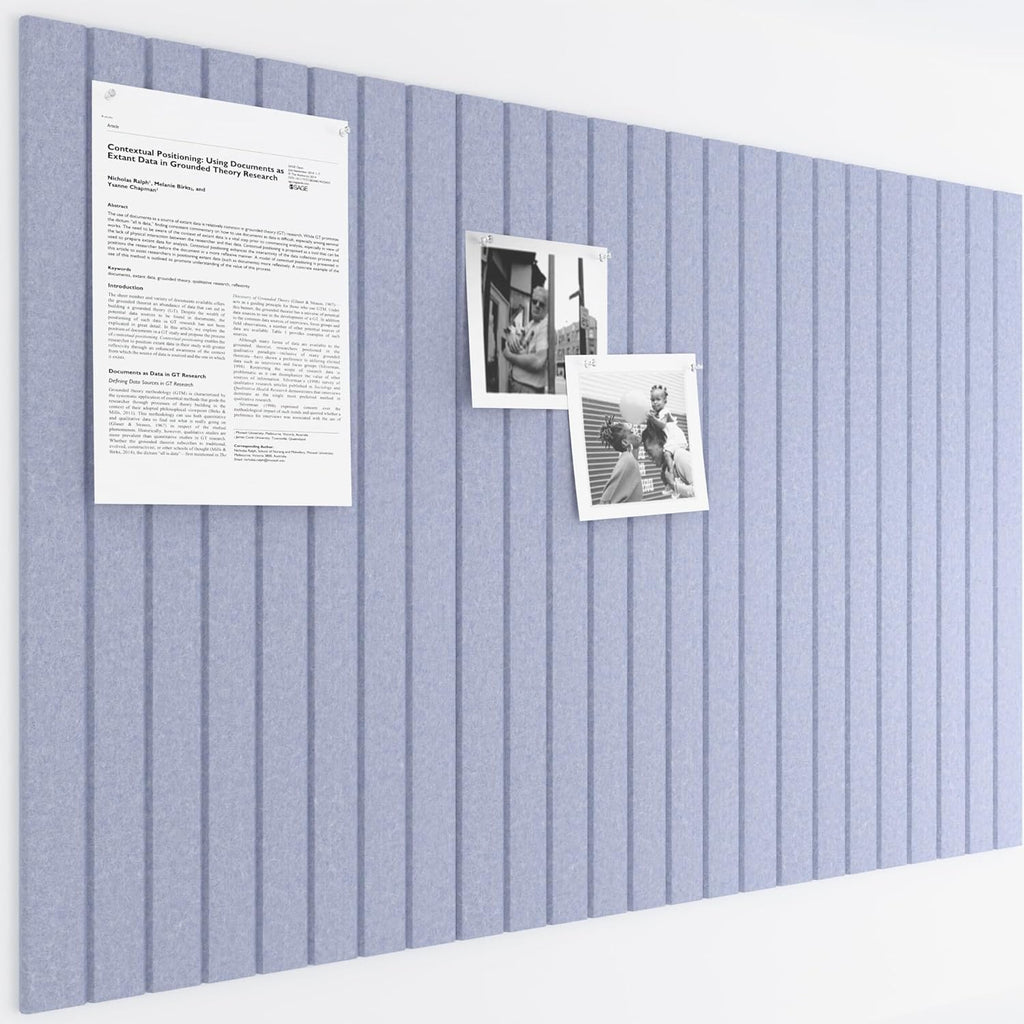 Bumusty Large Cork Board Alternative-36 x24 Felt Bulletin Board Tiles, with 30 Pushpins, 40 Adhesive Tabs, 6-Pack Slat Wall Paneling, Cork Boards for Office Push Pin Board Felt Board-Soft Periwinkle