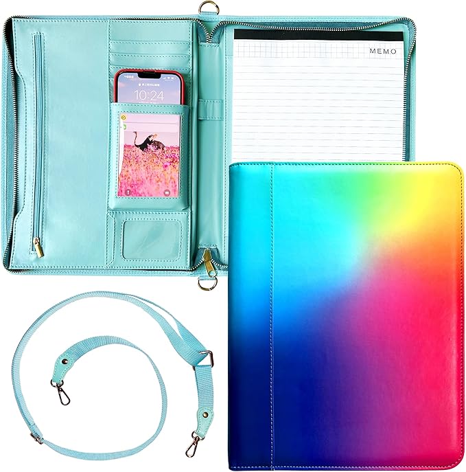 Portfolio Organizer Comes with a Small Notebook, Faux Leather Portfolio, Multicolored Padfolio, Padfolio for Women, Portfolio Notebook, Leather Folder, Business Folder, Portfolio Binder