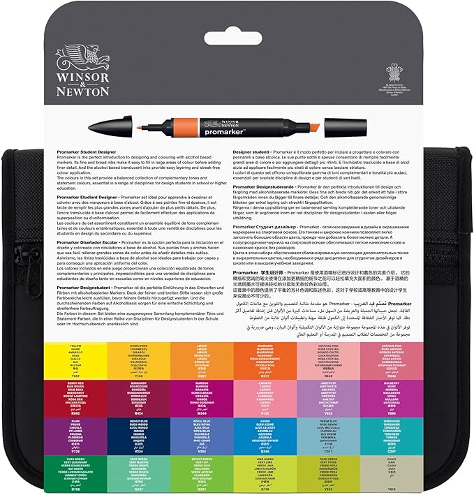 Winsor & Newton ProMarker Set, 24 Count, Student Designer Wallet