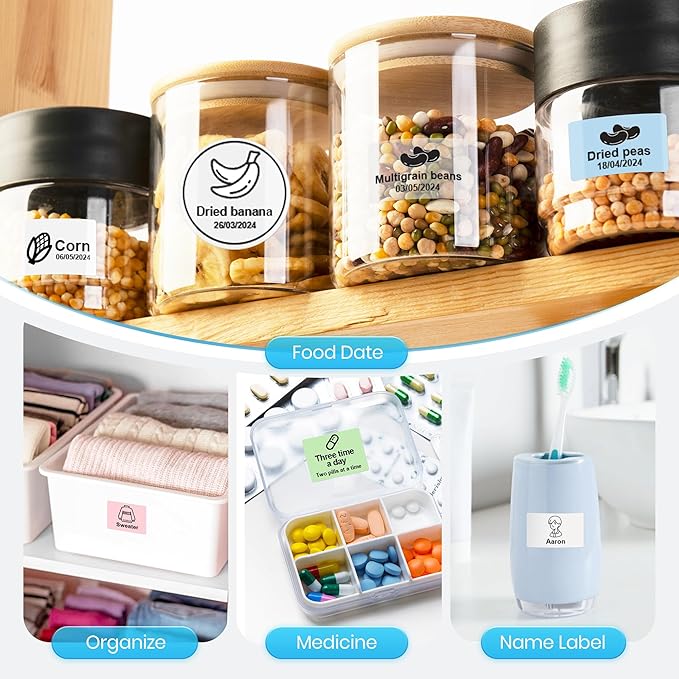 POLONO Genuine Thermal Labels for PM220S Label Makers, 1.57"x1.18" (40x30mm) Thermal Label, Waterproof, Multi-Purpose Self-Adhesive Labels for Small Bussiness, Office, School, 230 Labels/Roll (Yellow)