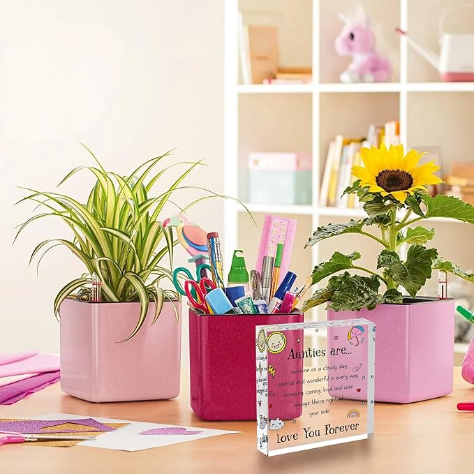 Auntie Gifts - Cute Auntie Birthday Gifts - Elegant Decorative Gifts for Auntie - Beautiful Gifts from Nephew, Niece - Charming Auntie Gift for Mother's Day - Engraved Acrylic Decoration