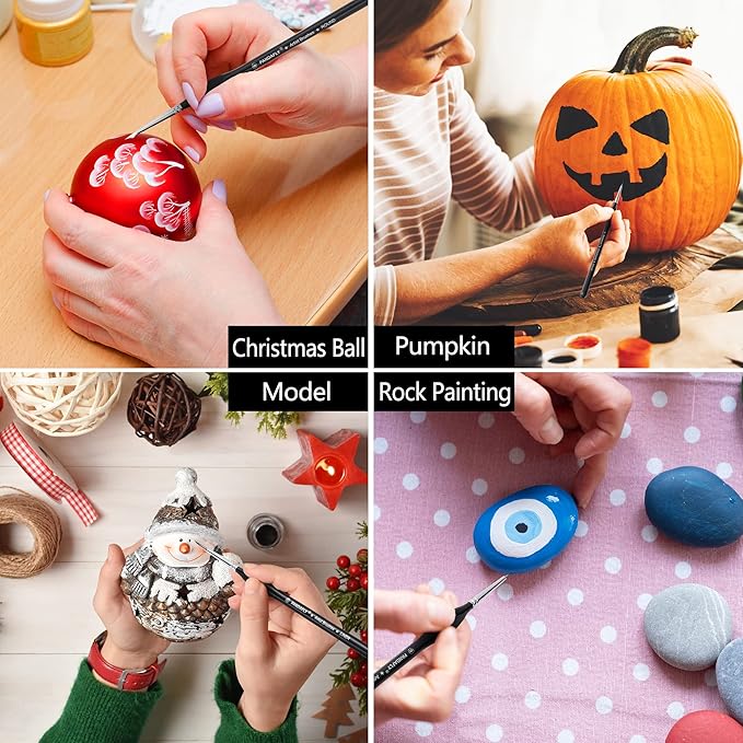 PANDAFLY Detail Paint Brushes Set, 15pcs Miniature Brushes for Fine Detailing & Art Painting - Acrylic, Oil, Watercolors & Paint by Number, Models, Face, Nail, Craft, Warhammer 40k