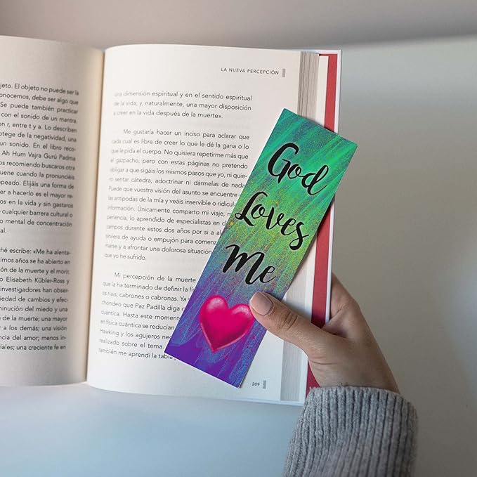 God Loves Me, John 16:27, Bulk Pack of 25 Christian Bookmarks for Kids, Childrens Bible Verse Book Markers, Sunday School Prizes with Memory Verses, Scripture Gifts for Kids & Youth