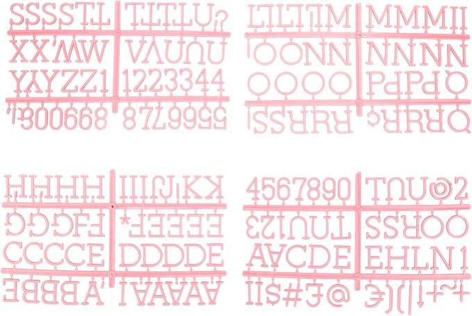 1 Inch Letters for Felt Letter Board,188 Pieces Including Letters, Numbers & Symbols for Changeable Plstic Letter Board by Veskaoty (Pink)