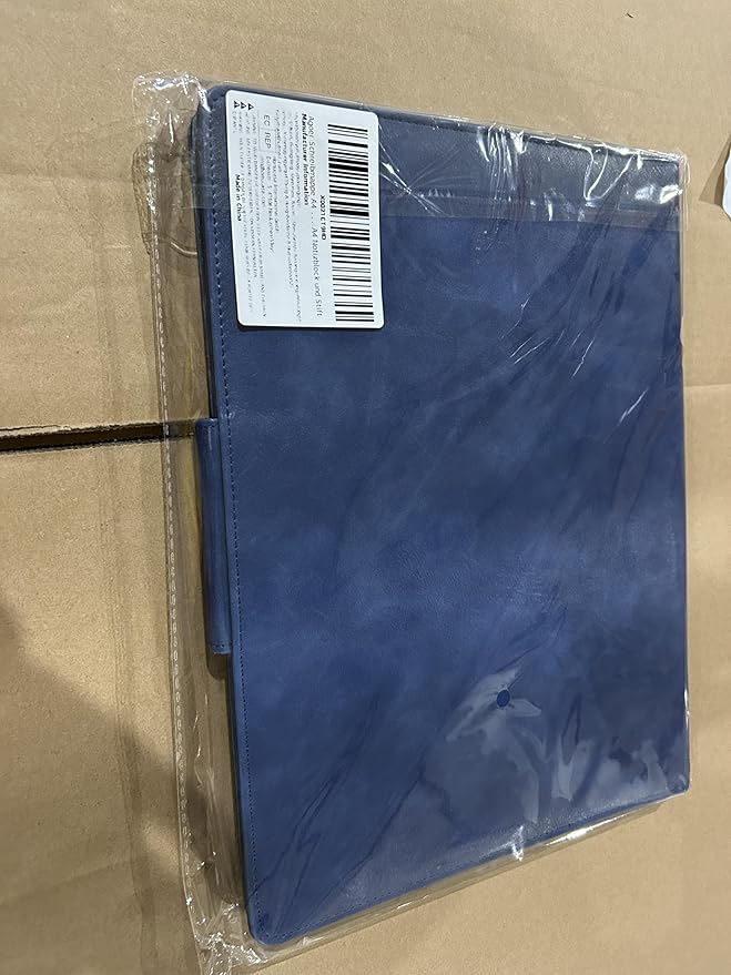 A4 Leather Portfolio Professional Organizer Padfolio,Interview Resume Folder with Magnetic Cover,Conference Document Organizer with Papers,Sticky Tabs,Pen,Work Folio for Women & Man,Retro Blue