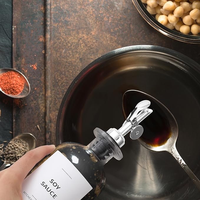 Olive Oil & Coffee Syrup Labels for Bottles - 2.5" x 2.5" Waterproof Kitchen PVC Sticker Labels for Oils, Coffee Syrups, Vinegars, Sauces, Cooking Wines, Condiments - Minimalist White, 61pcs